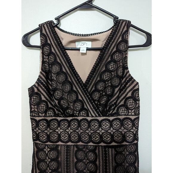 Ann Taylor Loft Women's Black Lace Overlay Midi Dress Size 0 - Picture 2 of 6